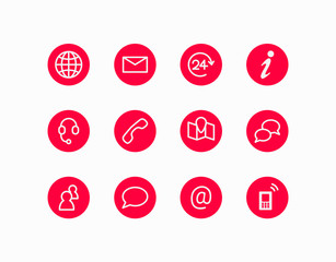 Linien Iconset: Kommunikation und Kontaktaufnahme (Rot)