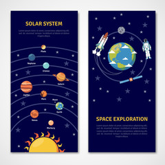 Solar system and space exploration banners