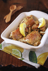Broiled chicken with lemon and lemon zest