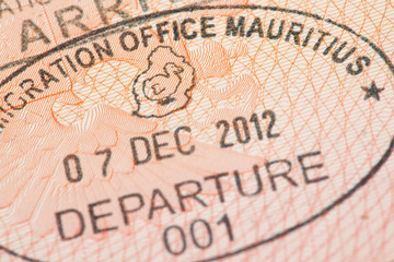 Passport page with Mauritius immigration control stamp. © Dmitry Chulov