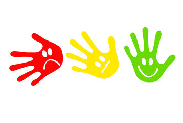 Handabdrücke mit Smileys