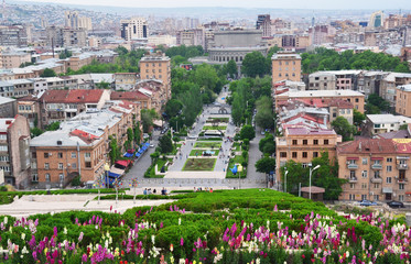 View of Yerevan city center from the top of Cascade Building, Yerevan, Armenia