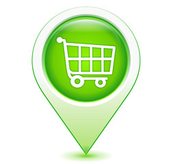 chariot sur marqueur géolocalisation vert