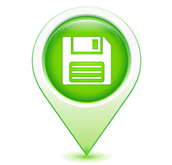 disquette informatique sur marqueur géolocalisation vert