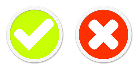 Buttons rot grün Zustimmen oder ablehnen