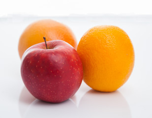Fresh fruits on white background