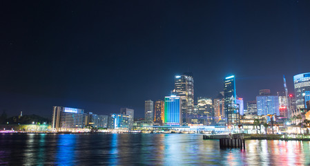 Fototapeta na wymiar Sydney Opera House shown during Vivid show.
