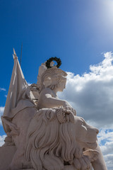 Statue close up  on Augusta street Arch in Lisbon - Portugal