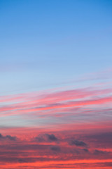 Colorful red and blue sunset sky