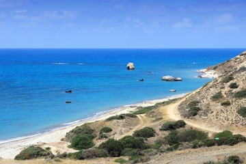 Fototapeta na wymiar Cyprus coast - Aphrodite's Rock area