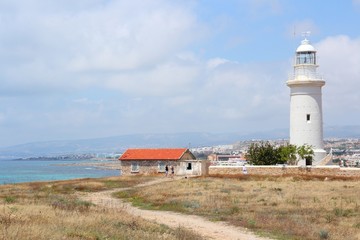 Fototapeta na wymiar Paphos lighthouse in Cyprus