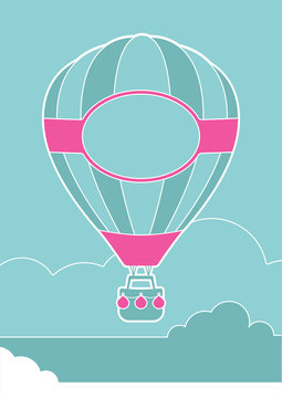 Hot Air Balloon and Clouds.Hot Air Balloon.