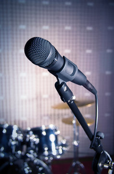 Modern microphone in the recording studio