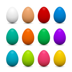Set of 3d eggs in different colors for Easter. 