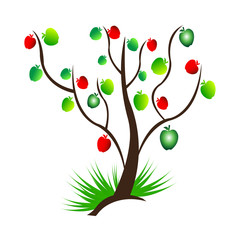 Apple tree design isolated on white background.
