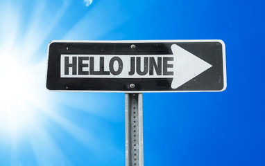 June direction sign with a beautiful day