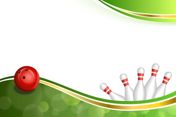 Background green gold tape bowling red ball 