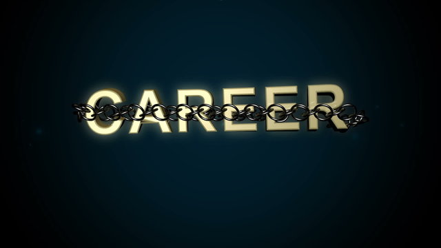 Animated concept of Career text breaking free from chains.
