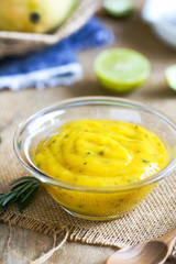 Homemade Mango with herb salad dressing 