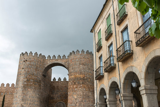 Alcazar gate at the medieval Wall of Avila