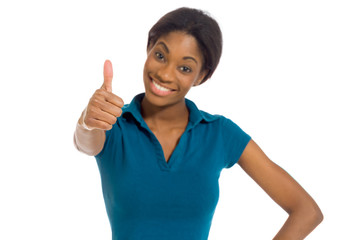 Model isolated thumbs up success