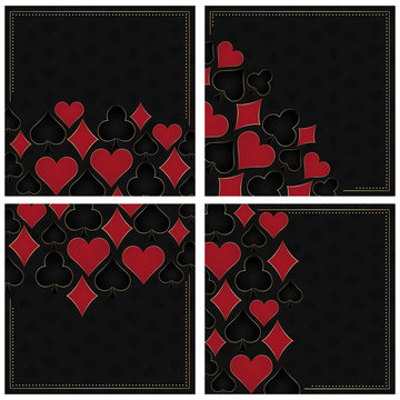 Set of poker vector background with card symbols
