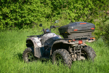 Fototapeta premium 4x4 ATV in the forest at sunny day