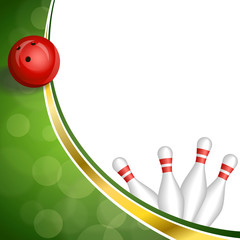 Background abstract green gold tape bowling red ball 
