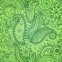 Vintage floral motif ethnic seamless background.