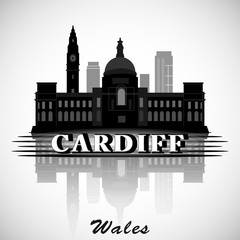 Fototapeta premium Modern Cardiff City Skyline Design. Wales