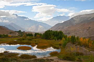Fototapeta na wymiar Lake in mountains, the Himalayas
