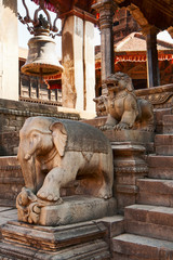 Statues at the entrance to temple, Bhaktapur