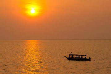 Sunset on the Tonle Sap lake