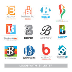 Business icons set with b letter
