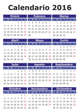 Spanish Calendar 2016