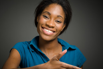 Model isolated with hand shake