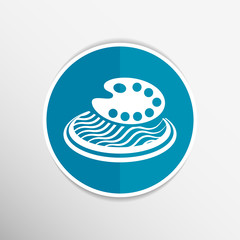 Paint brush with palette icon. Flat design style.