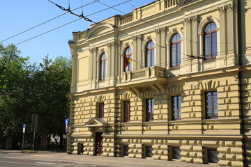 Building on the left bank of the river Neris