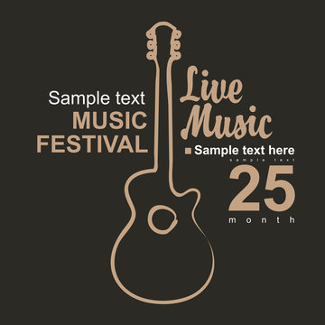 vector poster for a concert with a picture of an acoustic guitar