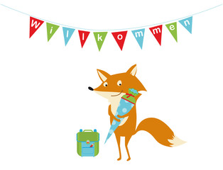 Fuchs mit Schultüte