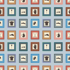 Golf sport items silhouette seamless texture.  Driver, wood