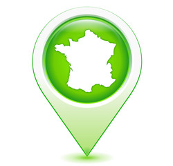 carte de france sur marqueur géolocalisation vert
