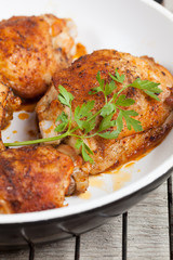 Roasted chicken legs.