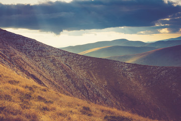 Fototapeta premium Beautiful landscape in the mountains at sunshine.