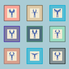 Angels  silhouette icon set.  Different wing styles.  Editable