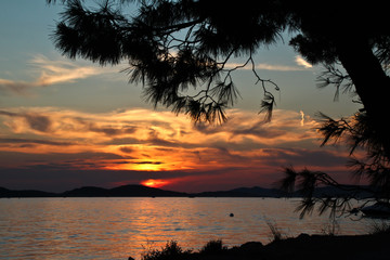 Sonnenuntergang auf dem Strand / Adria, Kroatien.