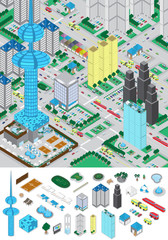 3D Urban City, Very Detailed - Vector Illustration, Graphic Design, Editable For Your Design