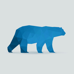 Obraz premium polar bear polygon blue silhouette