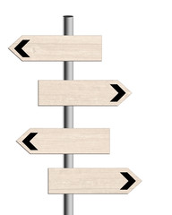 Generic road signs, signpost, isolated on white. Blank for your