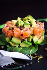 Salmon and avocado tartare